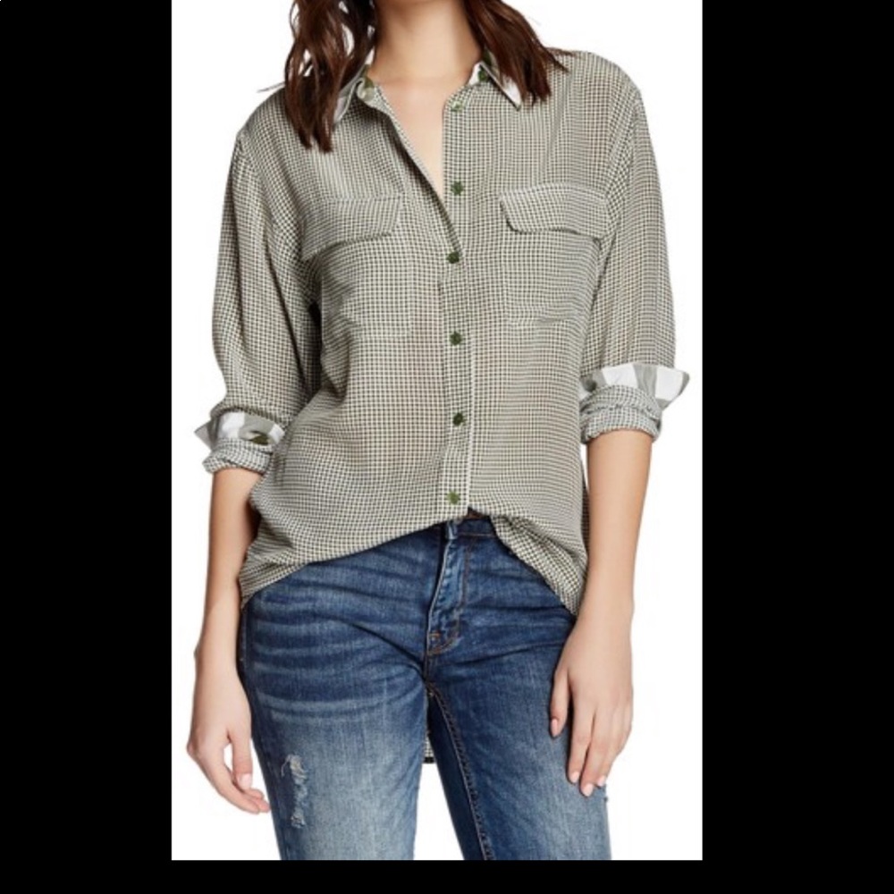 Equipment Signature Silk Blouse Dark Army Green